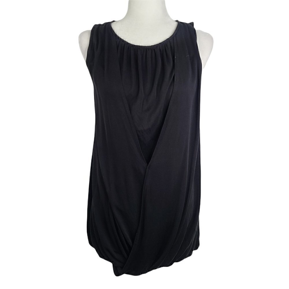 Alice + Olivia Black Sleeveless Jersey Drape Silk Bubble Dress - Picture 2 of 7